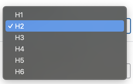 open advanced custom field dropdown showing H1 - H6 as choices